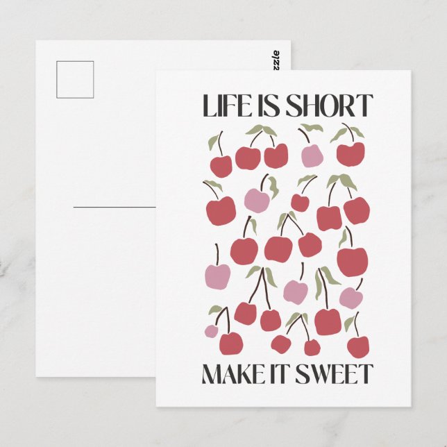 Life Is Short Make It Sweet Quote Boho Wildflower  Postkarte (Vorne/Hinten)