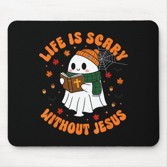 Life Is Y Without Jesus - Christian Halloween  Mousepad (Vorne)