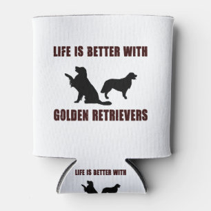 LIfe ist besser mit goldenem Retriever Black Desig Dosenkühler