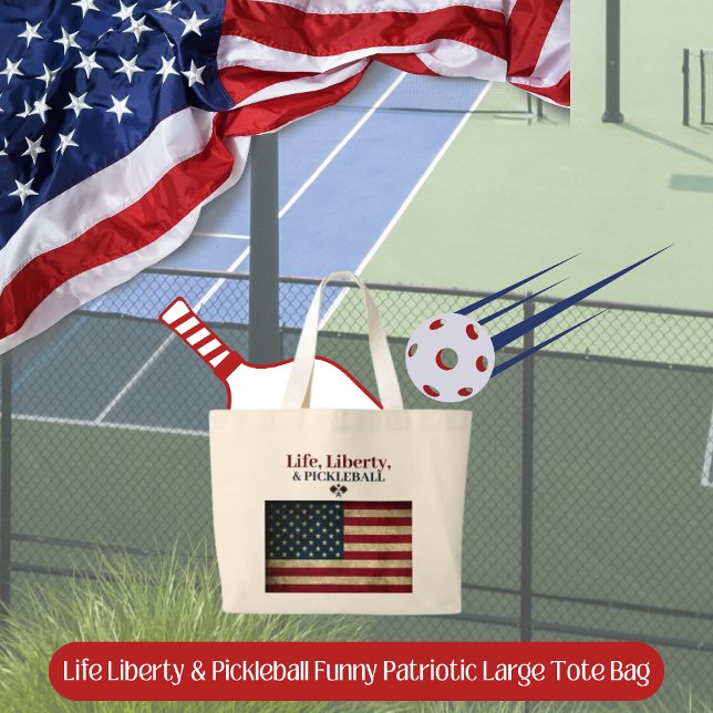 Life Liberty & Pickleball Funny Patriotic Jumbo Stoffbeutel (Patriotic Funny Saying)