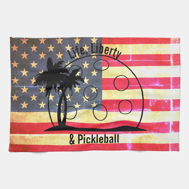 Life Liberty & Pickleball USA Geschirrtuch (Horizontal)
