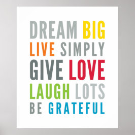LIFE MANTRA positive coole Typografie in leuchtend Poster