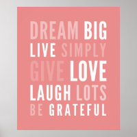 LIFE MANTRA positive moderne Typografie fett Koral