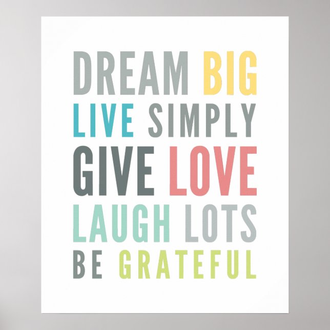 LIFE MANTRA QUOTE positive Typografie Pastellfarbe Poster (Vorne)