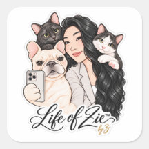 Life of Zie™ | Autocollant de portrait de mignon a