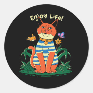 Life Orange Cat Runder Aufkleber
