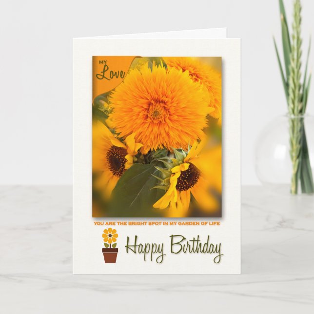 Life Partner Birthday Golden Daisies Bouquet Karte (Vorderseite)