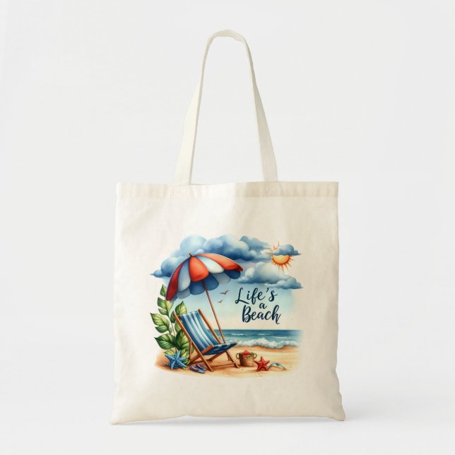 "Life s A Beach" Beach Scene Tote Bag Tragetasche (Vorne)