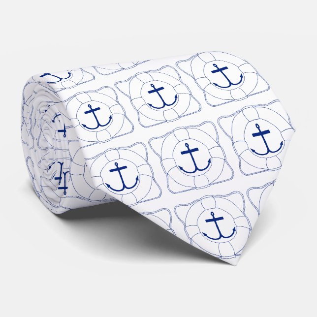 Life Saver & Anchor-Krawatte (Dunkle Printwerbung) Krawatte (Gerollt)