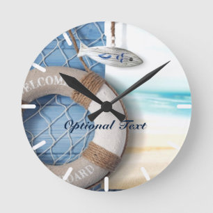 Life Saver Beach Scene Runde Wanduhr