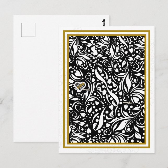 Life Zitat Black Paisley Postcard - Adiela Akoo Postkarte (Vorne/Hinten)
