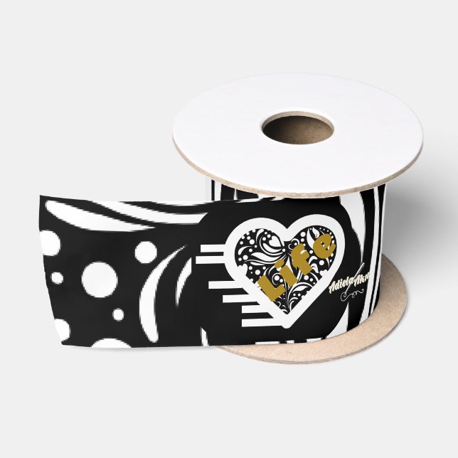 Life Zitat Black Ribbon von Adiela Akoo Satinband (Spule)