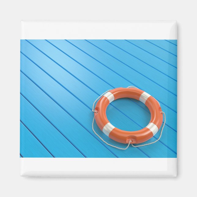 Lifebuoy auf blauem Boden Magnet (Vorne)