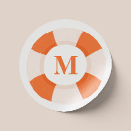 Lifebuoy. Initiale Nautikkinder Monogramm/Meer Runder Aufkleber