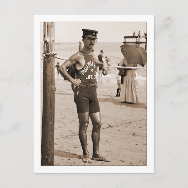 Lifeguard Brighton Beach 1905 Postkarte (Vorderseite)