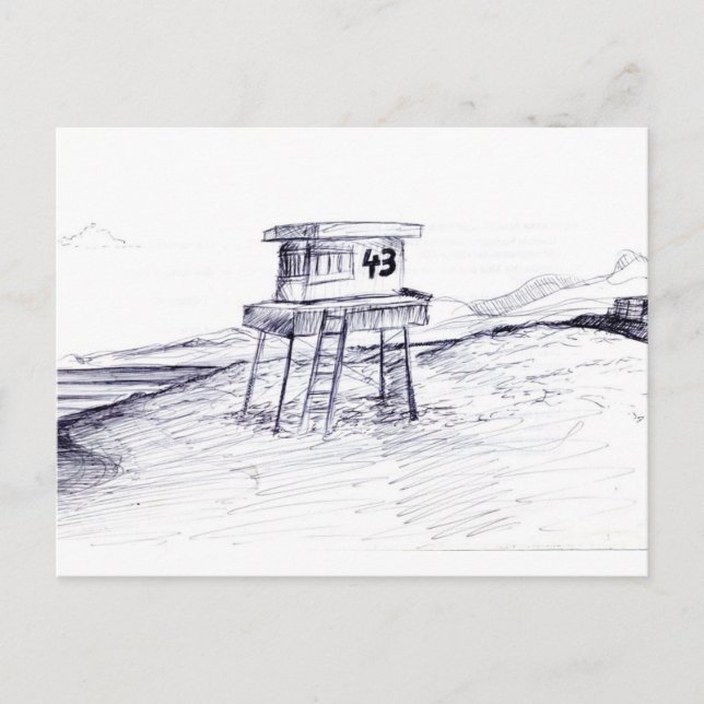 Lifeguard Tower Postcard Postkarte (Vorderseite)