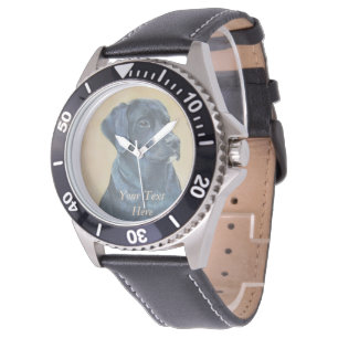 Lifelike-Porträtbild des schwarzen Labrador-Hunde Armbanduhr