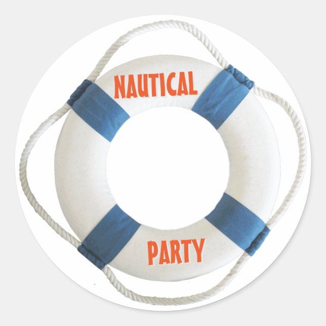 Lifering Buoy Nautical Party Runder Aufkleber (Vorderseite)
