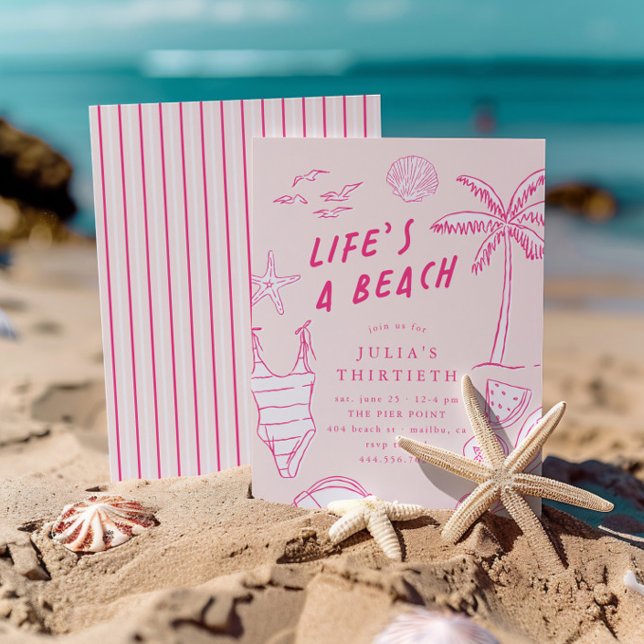 Life's a Beach Girls Pink 30. Sommer Geburtstag Einladung (Von Creator hochgeladen)