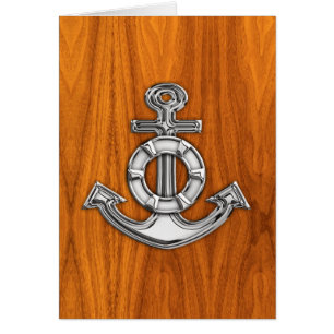 Lifesaver Chrome Like Anchor on Teak Veneer