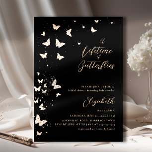 Lifetime Butterfets Black Rose Gold Brautparty Folieneinladung