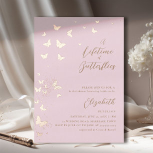 Lifetime Butterfliegen Rosa Rose Gold Brautparty Folieneinladung