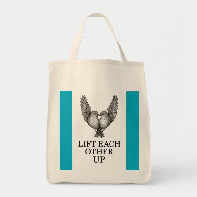 "Lift Each Other Up" Birds. Tote Bag Tragetasche (Vorne)