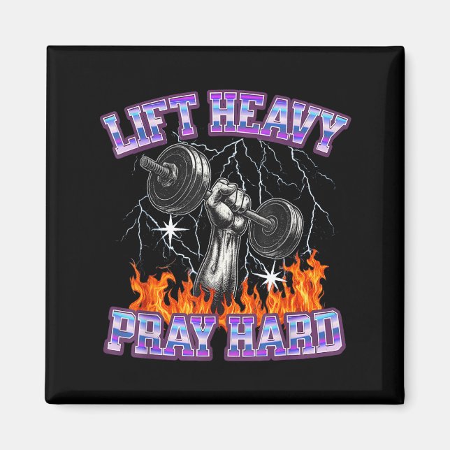 Lift Heavy Pray Hard Gym Christian Workout Men Wom Magnet (Vorne)