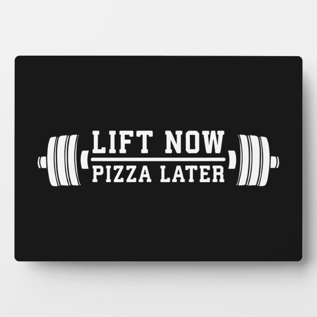 Lift Now, Pizza Spater, Barbell - Funny Novelty Gy Fotoplatte (Vorderseite)