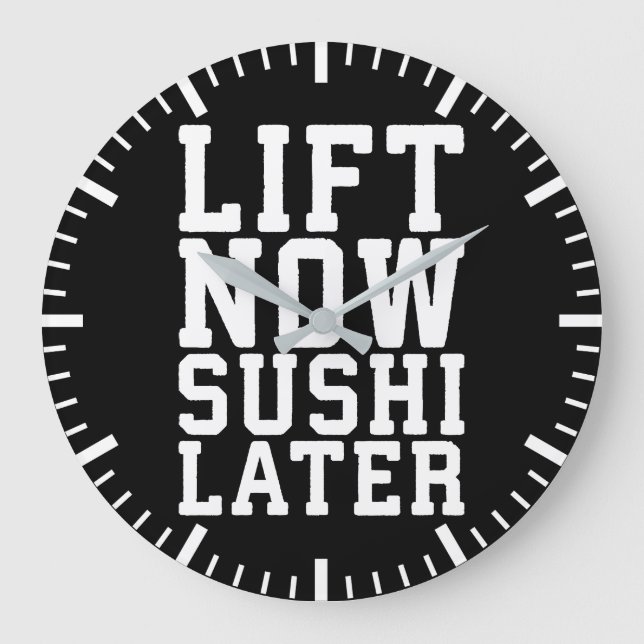 Lift Now, Sushi Spater - Carbs - Funny Novelty Gym Große Wanduhr (Vorderseite)