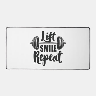 Lift Smile Repeat Gym Motivation Weightlifting Str Schreibtischunterlage