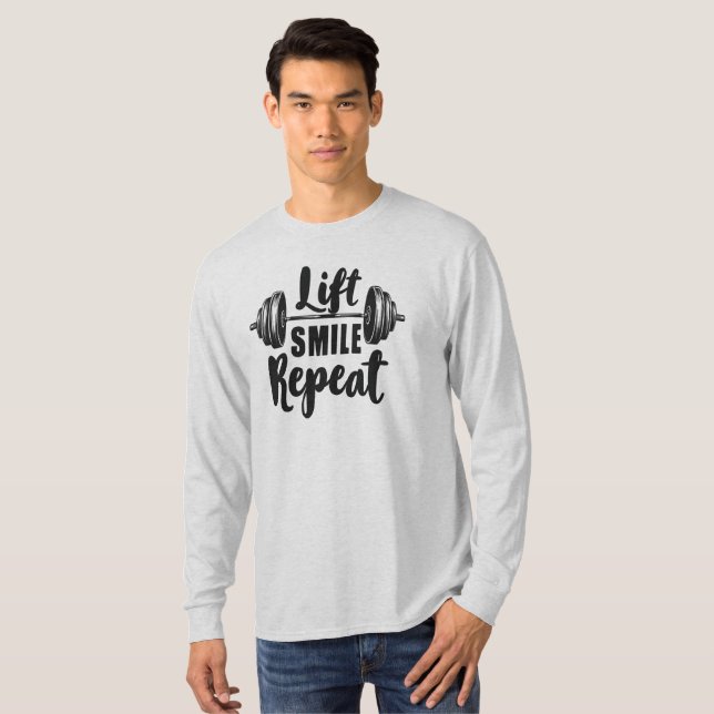 Lift Smile Repeat Gym Motivation Weightlifting Str T-Shirt (Vorne ganz)