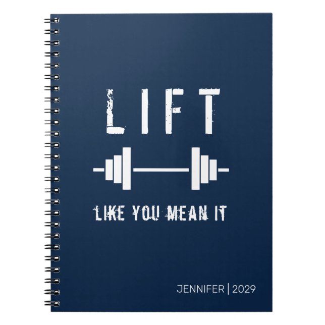 Lift wie Sie Gemein Es Blue White Fitness Notebook Notizblock (Vorderseite)