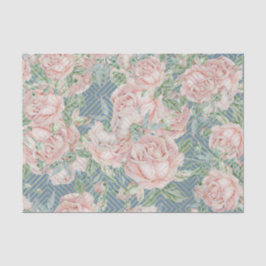 Ligh Steel Blue und Pink Roses Seidenpapier