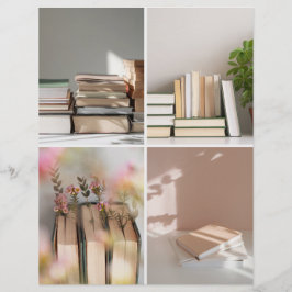 Light Academia Cozy Book Collage Scrapbook Paper