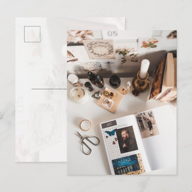 Light Academia Kunstjournaling-Ästhetik Postkarte (Vorne/Hinten)