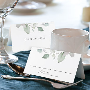 Light Airy Botanical Greenerity Wedding Platzkarte