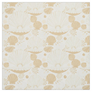 Light Airy Seashells Muster auf Weiß Stoff