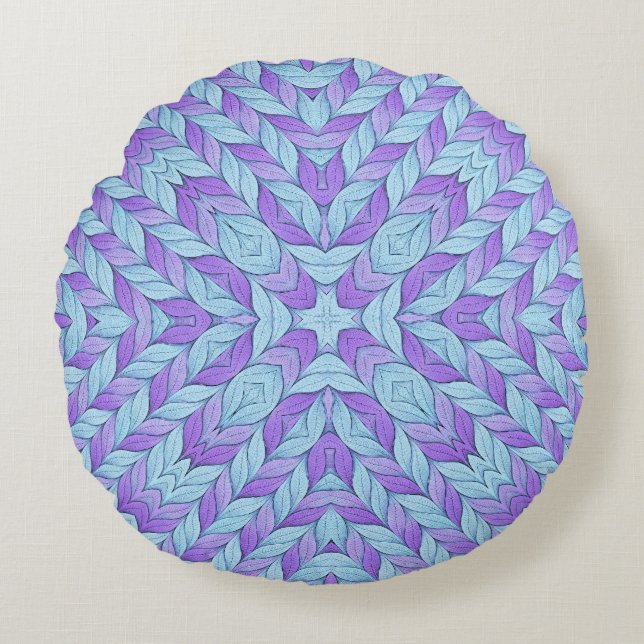Light Amethyst and Pale Aqua Pattern Rundes Kissen (Vorderseite)