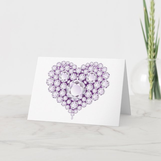 Light Amethyst Heart Gems Feiertagskarte (Vorderseite)