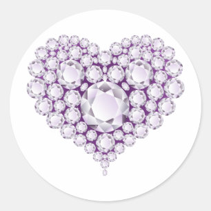 Light Amethyst Heart Gems Runder Aufkleber