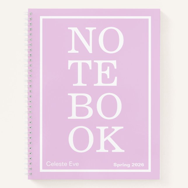 Light Amethyst Purple Modern Big "NOTEBOOK" Notizbuch (Vorderseite)