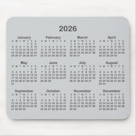Light and Dark Grey 2026 Calendar Mousepad