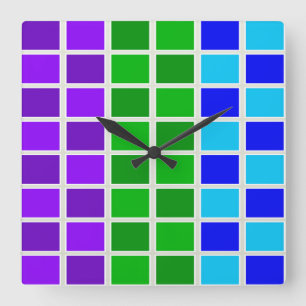Light and Dark Peacock Color Squares Quadratische Wanduhr
