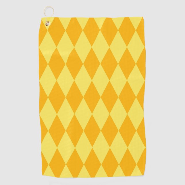 Light and Dark Yellow Harlequin Diamonds Checkers  Golfhandtuch (Vorderseite)