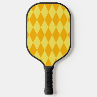Light and Dark Yellow Harlequin Diamonds Checkers  Pickleball Schläger