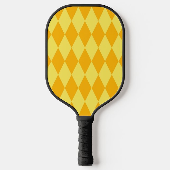 Light and Dark Yellow Harlequin Diamonds Checkers  Pickleball Schläger (Vorderseite)