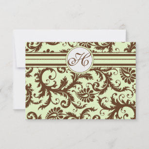 Light Apple Green Brown Response Card RSVP Karte