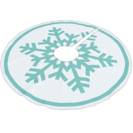 Light Aqua Aquamarin Blue Green Snowflake auf Weiß Polyester Weihnachtsbaumdecke