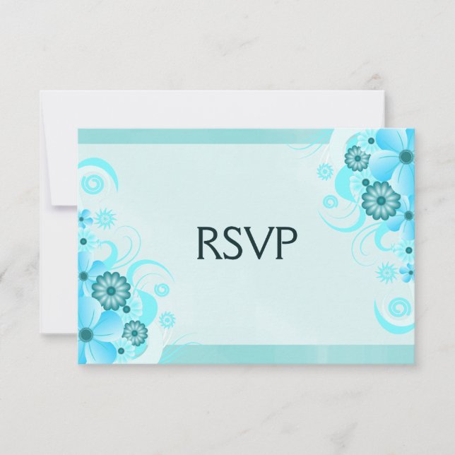Light Aqua Blue Floral Elegante UAWG Response Card RSVP Karte (Vorderseite)